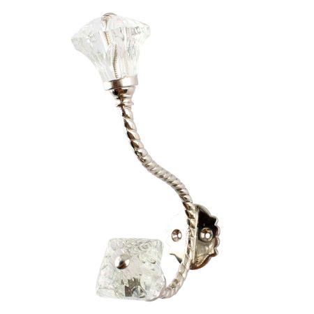 Clear Glass Square Cut Brass Hook